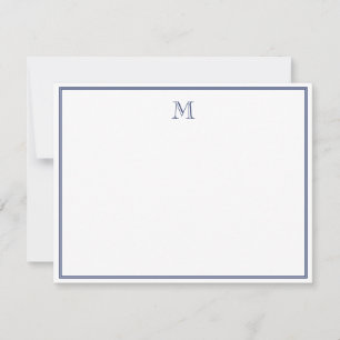 Carte De Correspondance Bleu Marine Simple Classique Vintage Lettre Initia