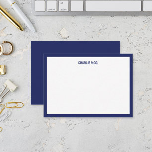 Carte De Correspondance Bleu Minuit Minimaliste, Bordure Simple