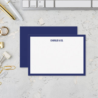 Carte De Correspondance Bleu Minuit Minimaliste, Bordure Simple
