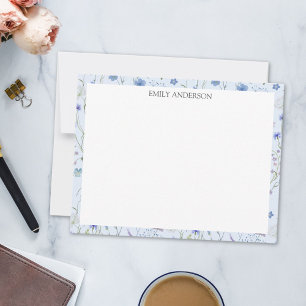 Carte De Correspondance Bleu pourpre joli Fleur sauvage motif floral