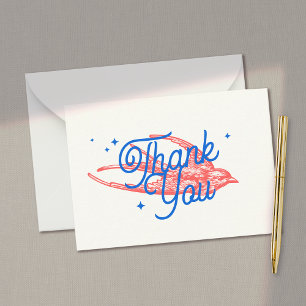 Carte De Correspondance Bleu Retro Script Vintage Swallow que vous
