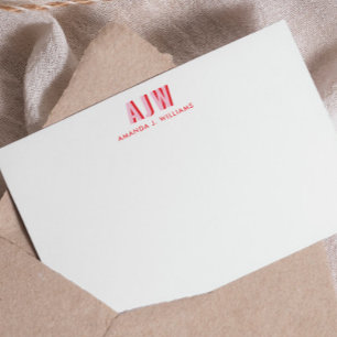 CARTE DE CORRESPONDANCE BLOC DE COULEUR OMBRE LETTRE MONOGRAMME PERSONNALI