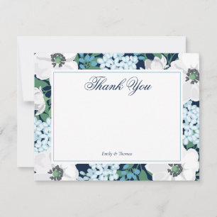 Carte De Correspondance Blue Garden Rose Personnalisé Merci Notes