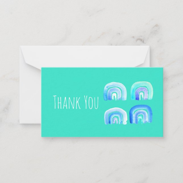 Carte De Correspondance Blue Pastel rétro arc-en-ciel (Devant)