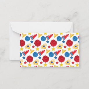 Carte De Correspondance Blue Red Yellow Stars Pom-pom girl Mégaphone Pom