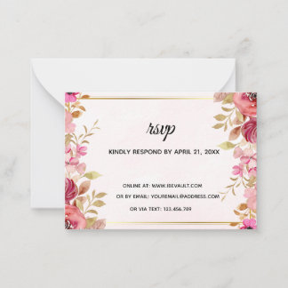 Carte De Correspondance Blush Floral Online Wedding RSVP Card