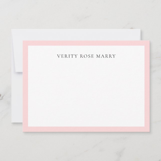 Carte De Correspondance Blush Pink | Minimal Feminine Monogram Design (Devant)