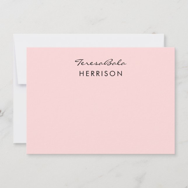 Carte De Correspondance Blush Pink | Modern Minimalist Monogram Design (Devant)