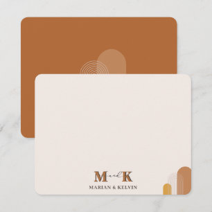 Carte De Correspondance Boho Abstrait Couple Monogramme Initiales