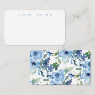 Carte De Correspondance Boho Aquarelle Bleu clair Boîtier Cadeau Floral