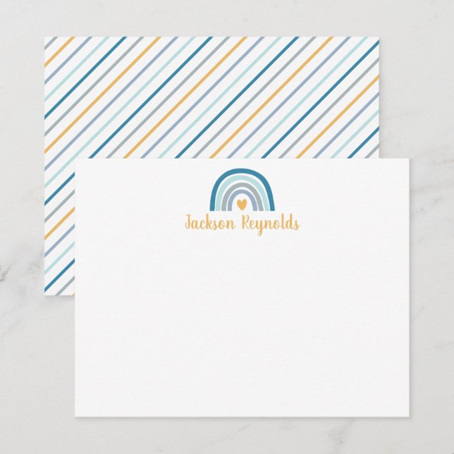 Carte De Correspondance Boho Blue Rainbow (Devant / Derrière)