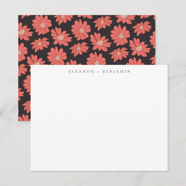 Carte De Correspondance Boho Botanique Noir Rouge Personnalisé Papier (Devant / Derrière)