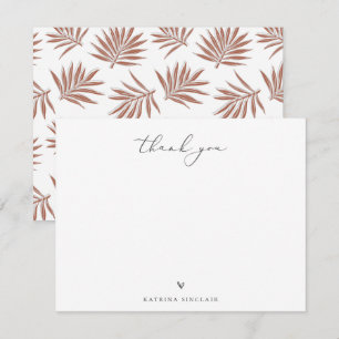 Carte De Correspondance Boho Chic Palm Merci feuille