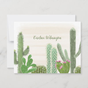 Carte De Correspondance Boho Désert Cactus Aquarelle Florale Cactus
