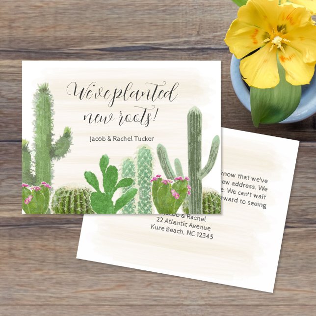 Carte De Correspondance Boho Desert Cactus Aquarelle Nouvelles Racines Dém (Créateur téléchargé)
