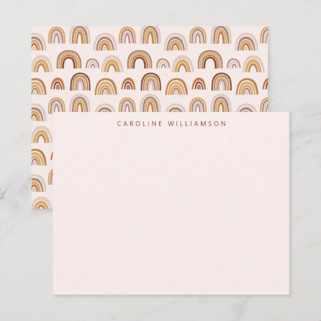 Carte De Correspondance Boho Desert Rainbow Blush Stationery personnalisée (Devant / Derrière)
