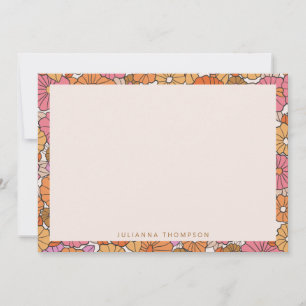 Carte De Correspondance Boho Earthy Burnt Orange Floral Nom personnalisé