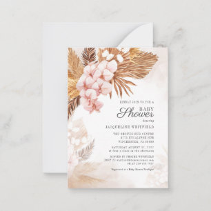 Carte De Correspondance Boho Floral Pampas Grass Baby shower en terre cuit