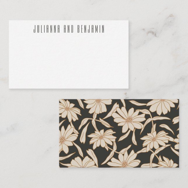 Carte De Correspondance Boho Moderne Botanique Noir Custom Cadeau (Devant / Derrière)