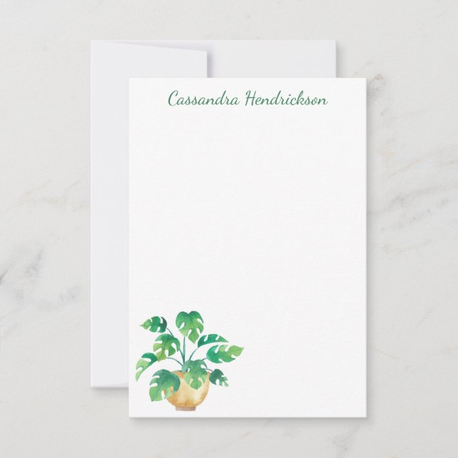 Carte De Correspondance Boho Monstera Plante moderne minimaliste personnal (Devant)