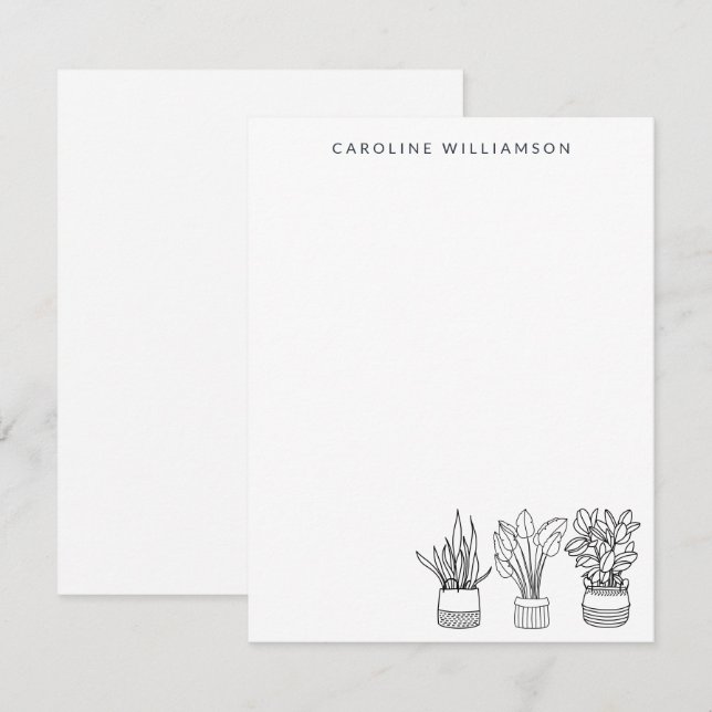 Carte De Correspondance Boho Plante ligne minima dessin d'art personnalisé (Devant / Derrière)