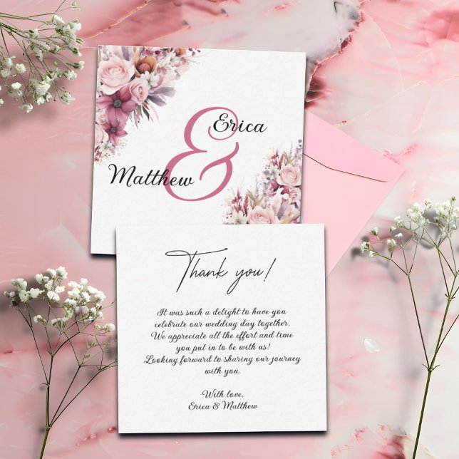 Carte De Correspondance Boho rose Dusty Mariage note (Créateur téléchargé)