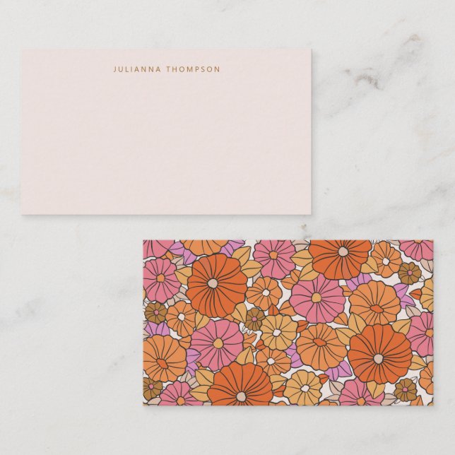 Carte De Correspondance Boho Rose Orange Floral Personnalisé Nom Enceinte  (Devant / Derrière)
