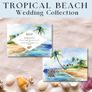 Carte De Correspondance Boho Tropical Beach QR Code RSVP Mariage