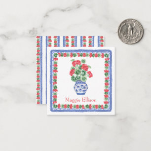 Carte De Correspondance Boîtier cadeau Chinoiserie Vase of Red Geraniums