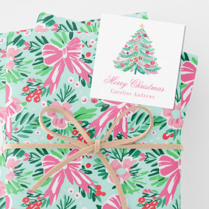 Carte De Correspondance Boîtier cadeau de Noël Pink & Green Preppy