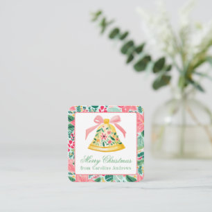 Carte De Correspondance Boîtier cadeau Preppy Pink & Green Christmas Bell