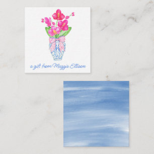 Carte De Correspondance Boîtier de l'orchidée de la Chinoiserie Aquarelle 