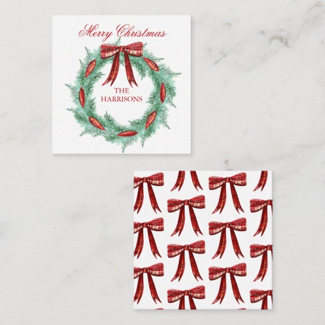 Carte De Correspondance Boîtier de Noël en ruban d'aquarelle (Devant / Derrière)
