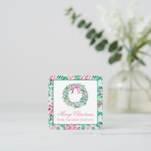 Carte De Correspondance Boîtier en fer de Noël rose et vert Preppy