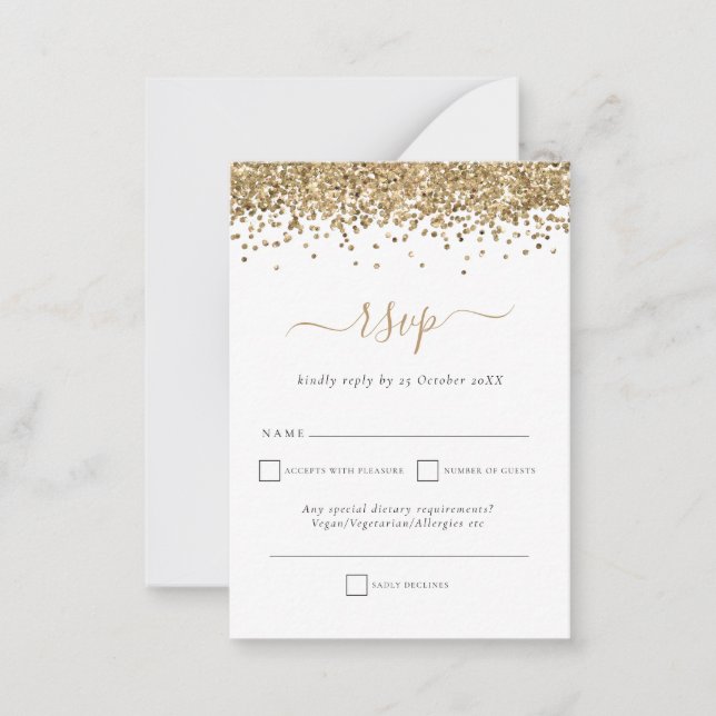 Carte De Correspondance Boîtier RSVP de mariage de script de Parties scint (Devant)