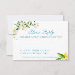 Carte De Correspondance Boîtier RSVP Trellis/Lemon de style méditerranéen