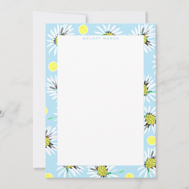 Carte De Correspondance Bold Daisies Pastel Blue Yellow Nom personnalisé (Devant)