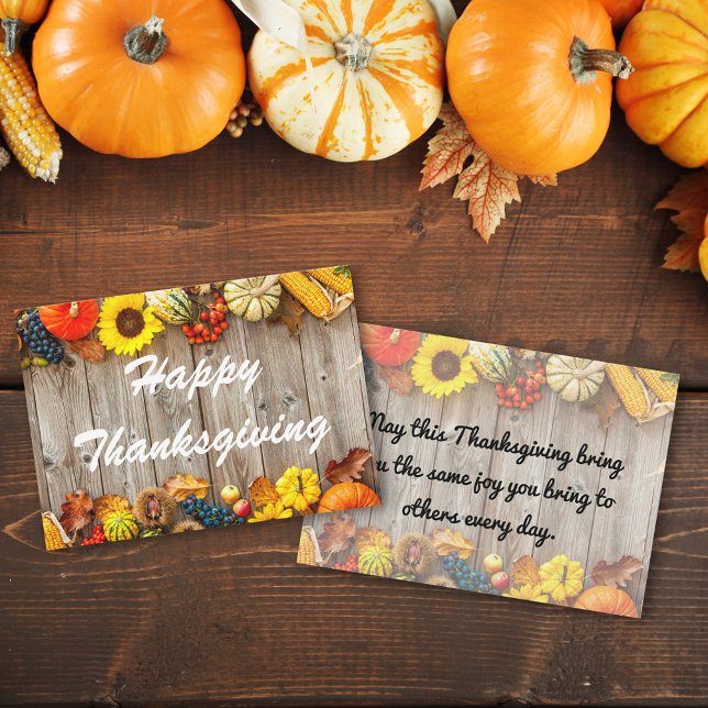 Carte De Correspondance bon thanksgiving bois rustique vacances traditionn (Créateur téléchargé)