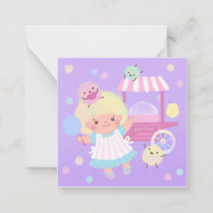 Carte De Correspondance Bonbons en coton fille avec des monstres doux en l