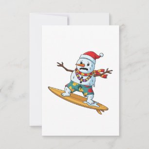 Carte De Correspondance Bonhomme de neige surfeur Noël 2026 Vacances drôle