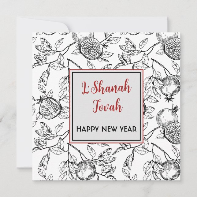 Carte De Correspondance Bonne année juive Rosh Hashanah grenades (Devant)