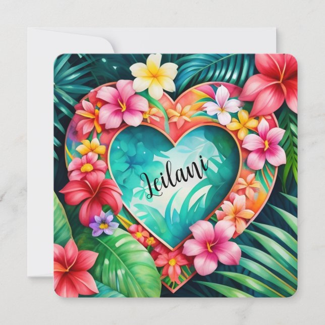 Carte De Correspondance Bonne Saint Valentin Hawaiian Lei Nom (Devant)