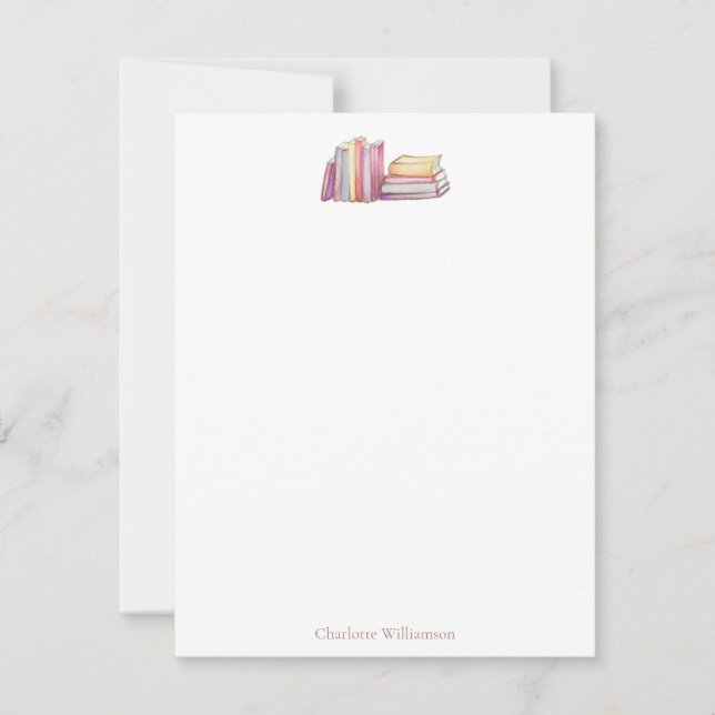 Carte De Correspondance Book Lovers Bookish Theme Personalized Stationery (Devant)