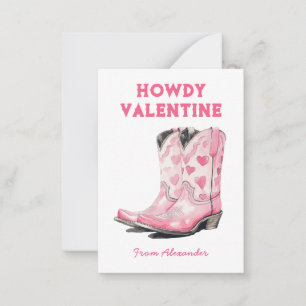 Carte De Correspondance Boot Cowboy rose doux sur mesure Howdy Valentine's