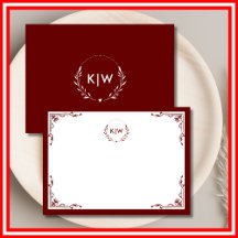 Bordeaux et Blanc | Monogramme Initiales Modernes