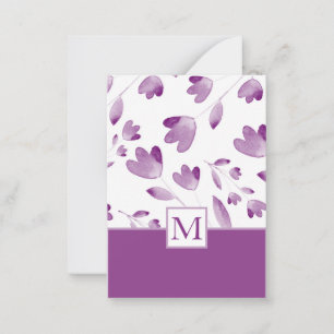 Carte De Correspondance Bords de fleurs d'aquarelle violet
