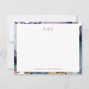 Carte De Correspondance Bordure à l'encre alcoolique avec initiales de cou