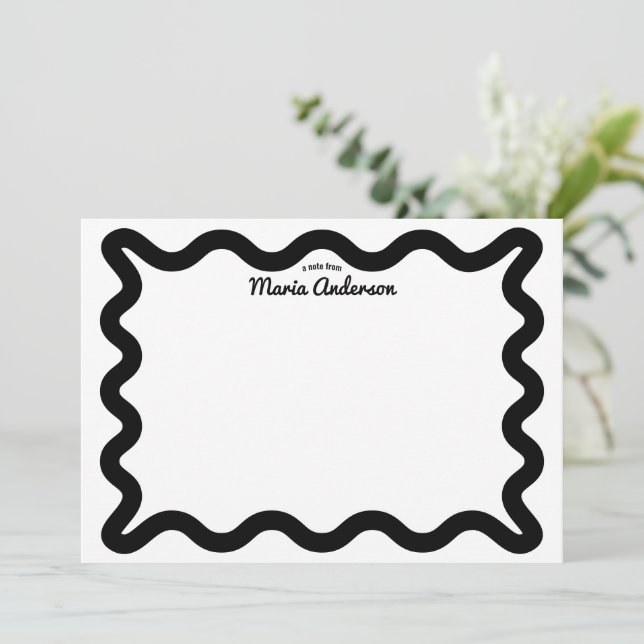 Carte De Correspondance Bordure Black Wavy personnalisée (Debout devant)