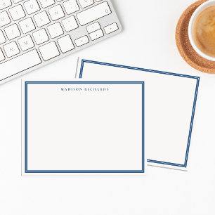 Carte De Correspondance Bordure bleu marine de base personnalisée