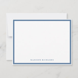 Carte De Correspondance Bordure bleu marine simple personnalisée